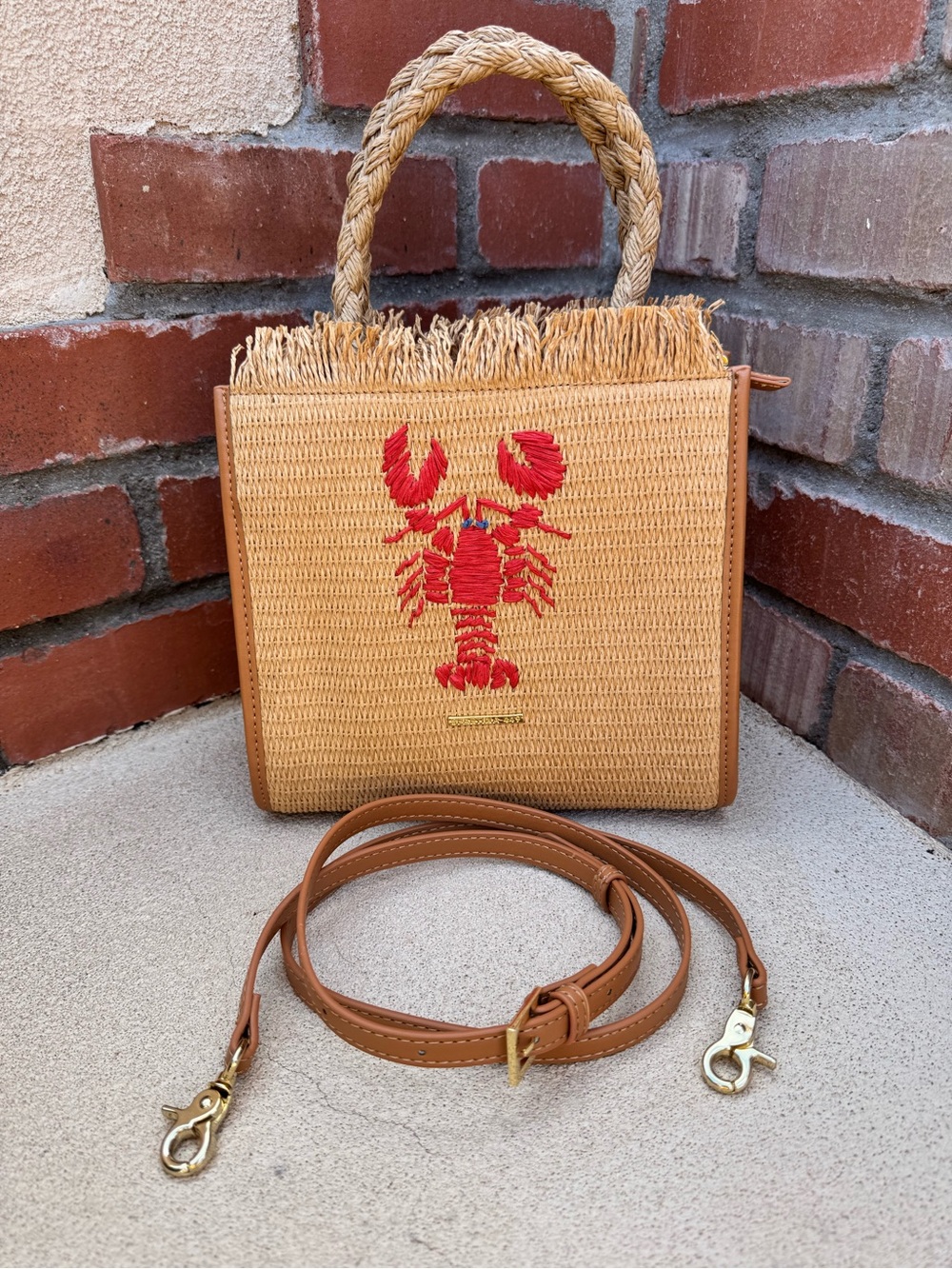 Spartina 449 🦞 Woven Straw Dune Lobster Satchel/Shoulder/Crossbody Bag - Picture 2 of 12